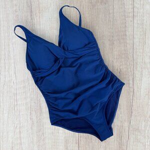 Sea Level One Piece Swimsuit Womens 12 Blue Twist Front Tummy Control Shelf Bra